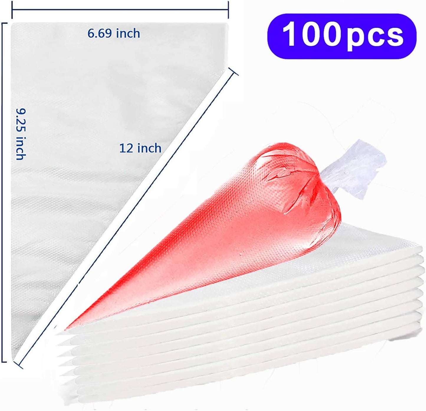 100 Pieces Piping Bags Disposable - Tipless Piping Bags | Pastry Bags | Icing Piping Bags | Frosting Bags for Cake Cookies Baking Decorating