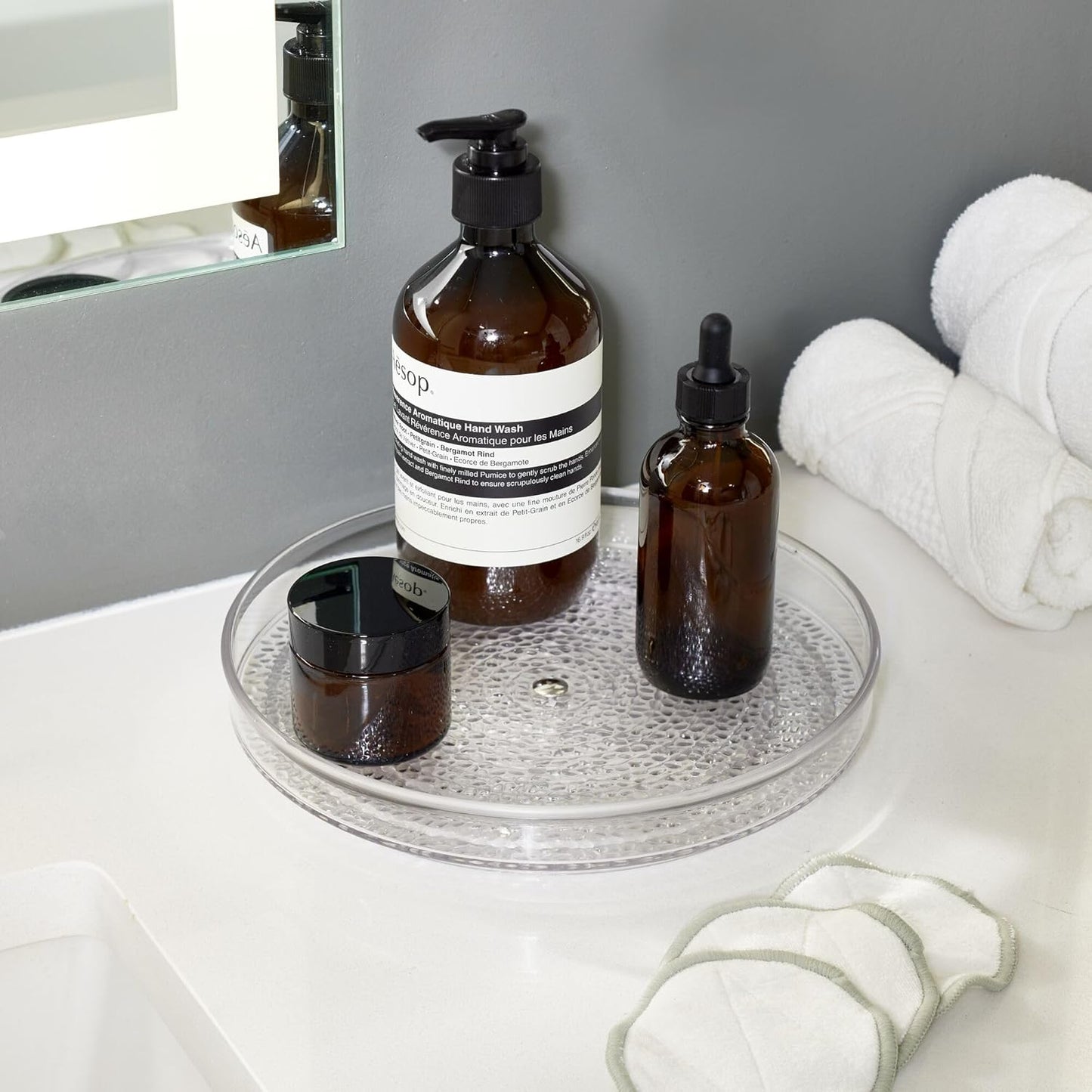 iDesign The Rain Collection Lazy Susan Turntable Organizer, 9" x 9" x 1.5", Clear