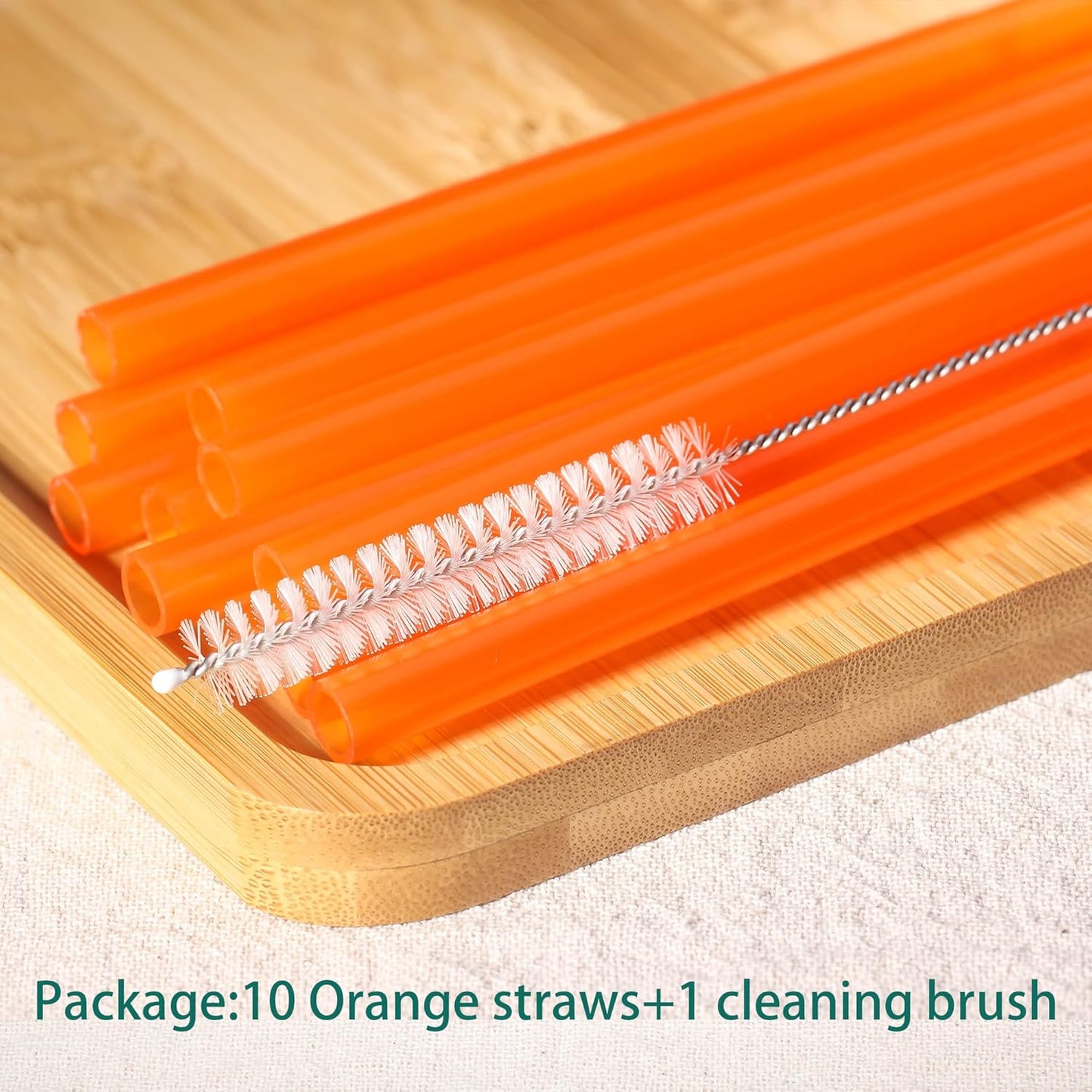 Dakoufish Replacement Straw for Stanley|Owala|Simple Modern 40oz 30oz Tumbler,10 Pack 12 Inch Orange Reusable Straws With Cleaning Brush for Stanley Cup Accessorie,BPA Free,Dishwasher Safe