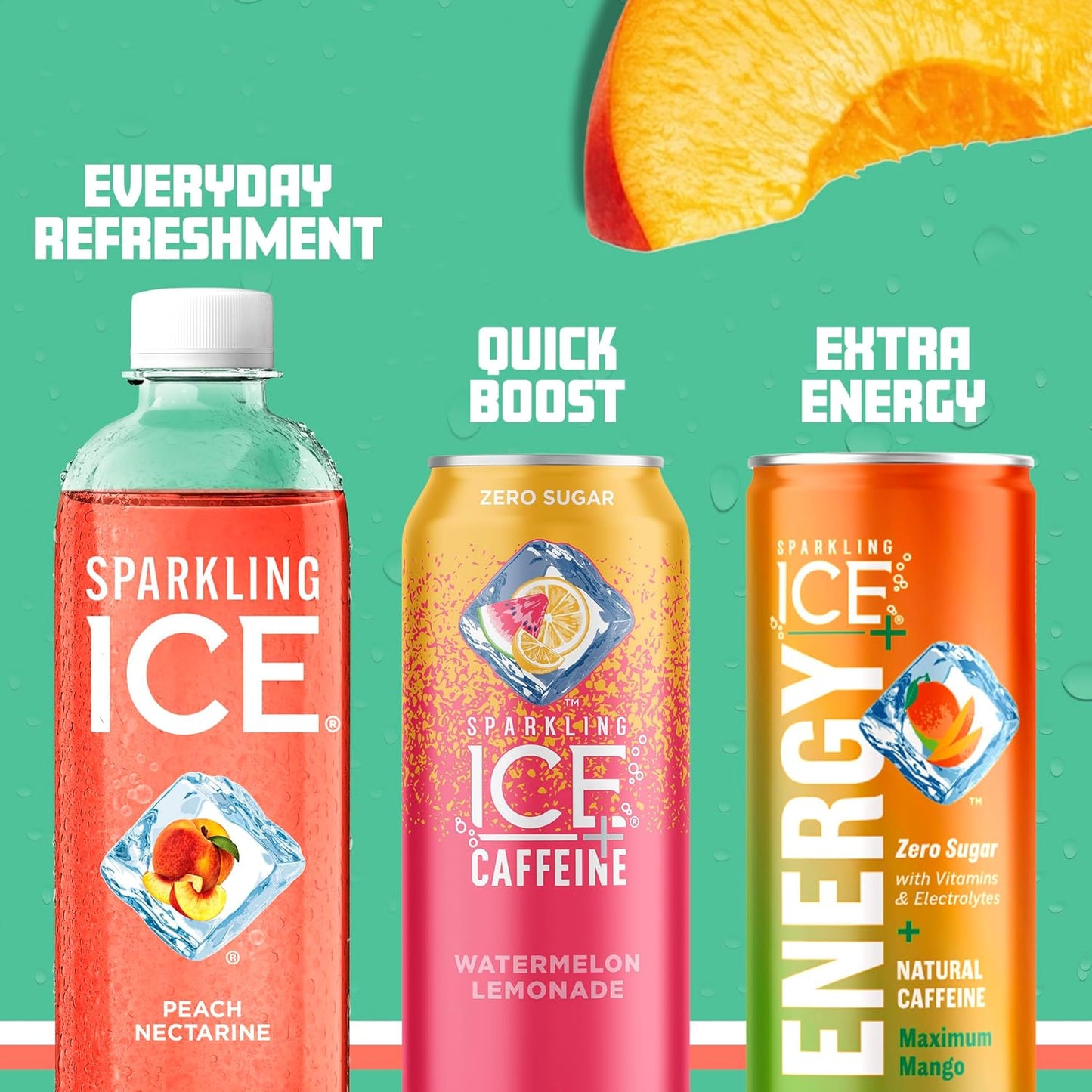 Sparkling Ice, Peach Nectarine Sparkling Water, Zero Sugar Flavored Water, with Vitamins and Antioxidants, Low Calorie Beverage, 17 fl oz Bottles (Pack of 12)