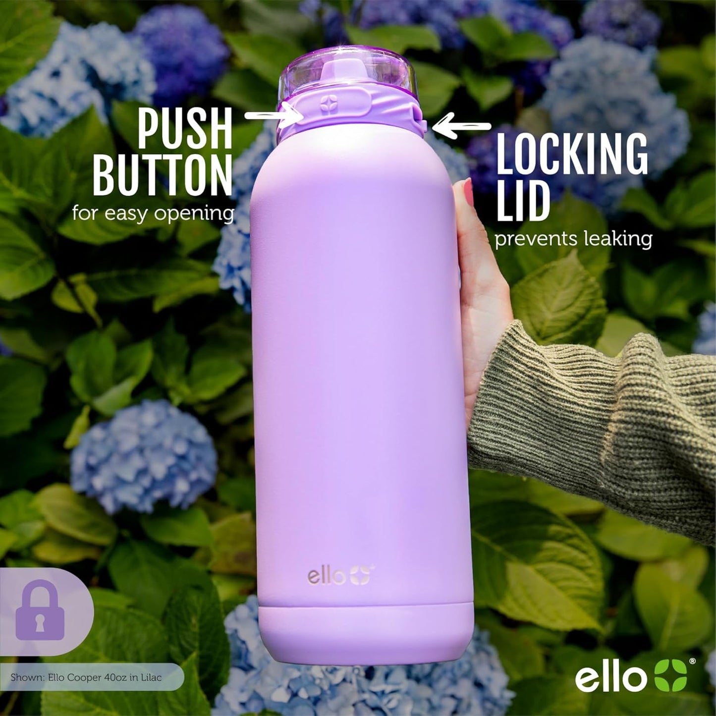 Ello Cooper 32oz Stainless Steel Water Bottle with Straw and Carry Handle, Double Walled and Vacuum Insulated Metal, Leak Proof Locking Lid with Soft Silicone Spout, Reusable, BPA Free, Antigua