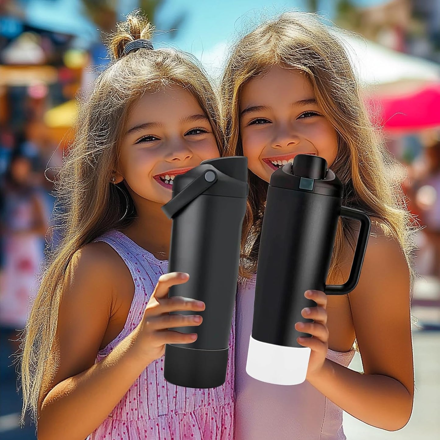 Mity rain 2PCS Protective Silicone Boots for Owala 30oz & 40oz FreeSip Sway Bottles & Tumblers - Accessories for owala, Enhances Stability & Prevents Scratches (Black & White)