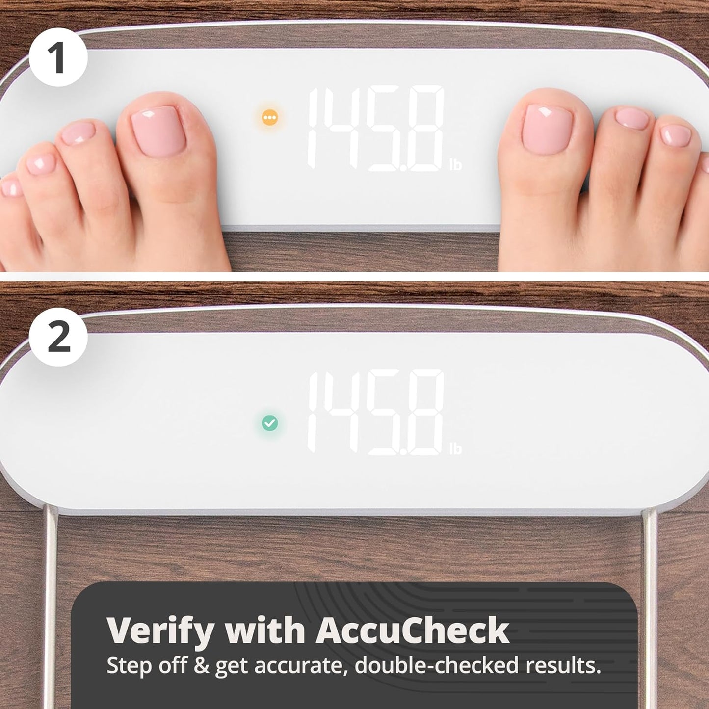 Greater Goods Digital AccuCheck Bathroom Scale for Body Weight, Capacity up to 400 lbs, Batteries Included, Clear