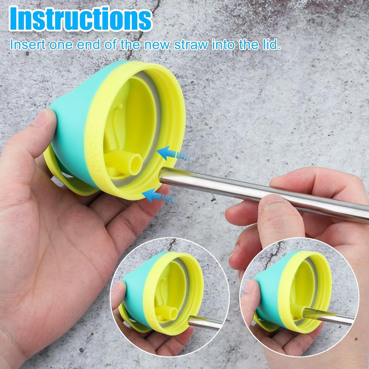 7pcs Metal Straws for Owala, Durable Stainless Steel Water Bottle Straw Replacements with 2 Cleaning Brushes for Owala Water Bottle 24oz/32oz