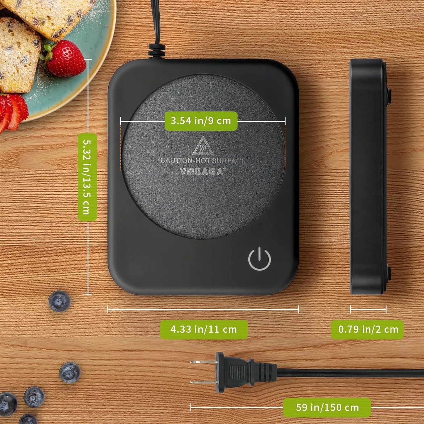 VOBAGA Coffee Mug Warmer for Desk with Auto Shut Off & 3-Temp Settings, Coffee Cup Warmer with Smart Safety Alert Home Office Accessory, Perfect for Coffee, Tea, Milk (Mug for Display)