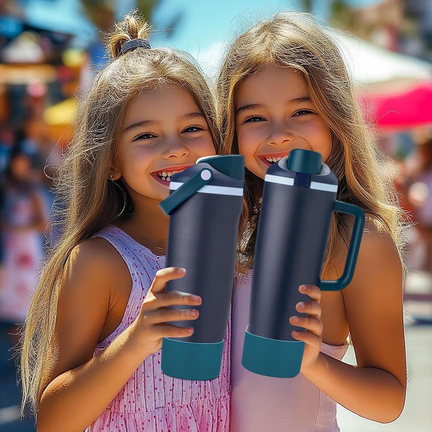 Mity rain 2PCS Protective Silicone Boots for Owala 30oz & 40oz FreeSip Sway Bottles & Tumblers - Accessories for owala, Enhances Stability & Prevents Scratches (Dark Cyan-Blue)