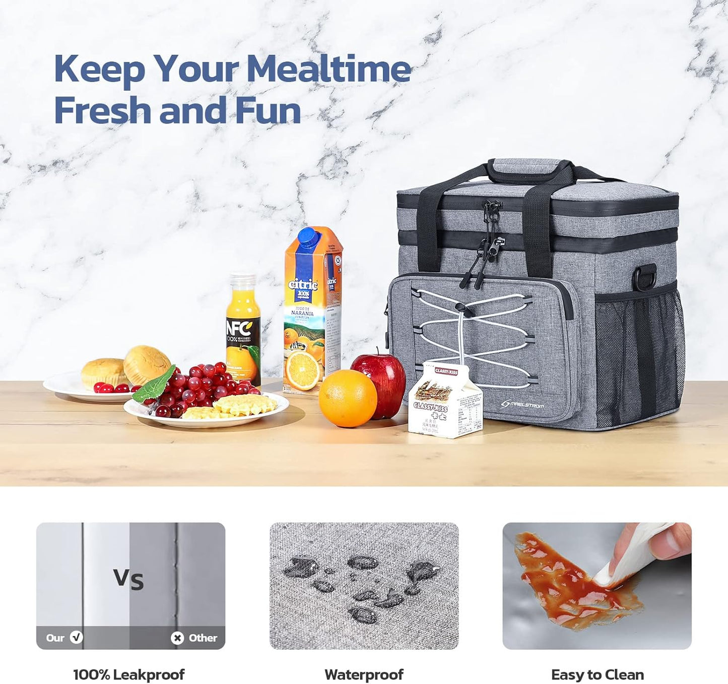 Maelstrom Collapsible Soft Cooler Bag, 24/30/60/75 Cans Beach Cooler, Ice Chest, Leakproof & Portable for Beach, Camping, Road Trips & Grocery Shopping