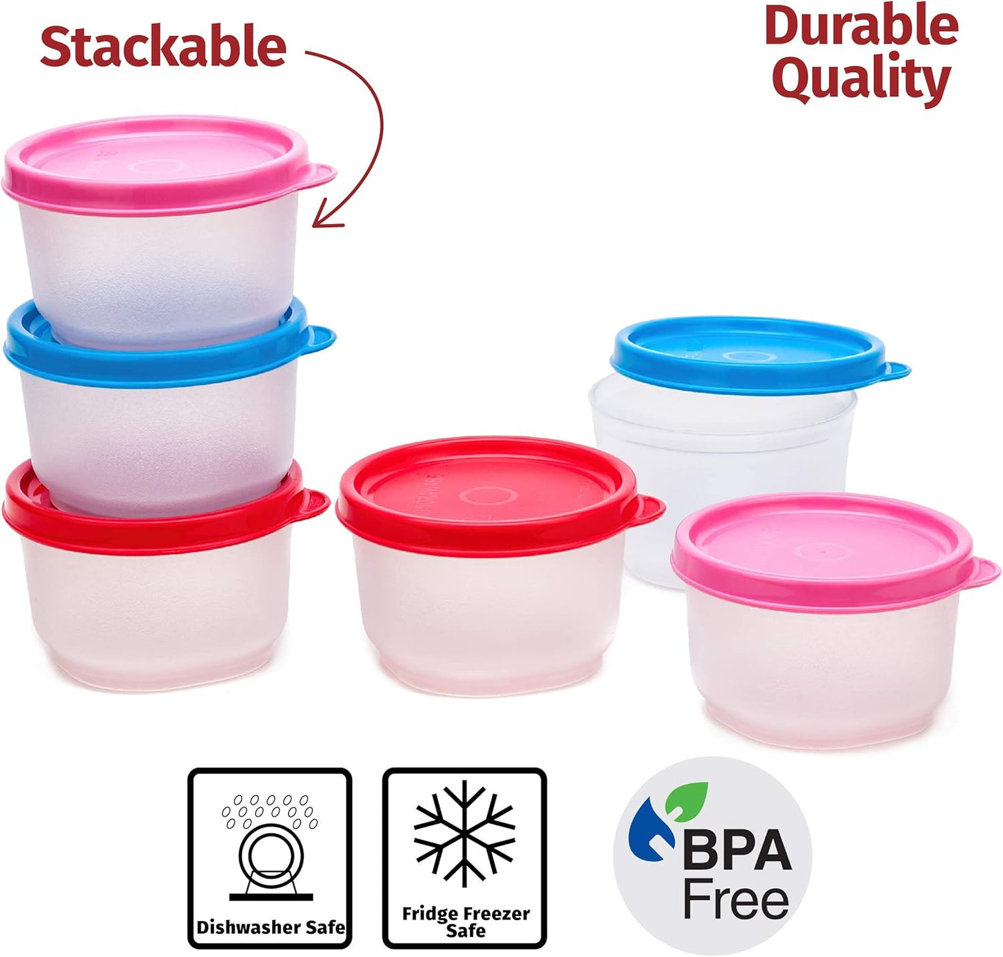 SIGNORA WARE Condiment Containers with Lids- 6 pk. 4 oz.Salad Dressing to go Small Food Storage Containers- Sauce Cups Leak proof Reusable Plastic BPA free for Lunch Box Picnic Travel