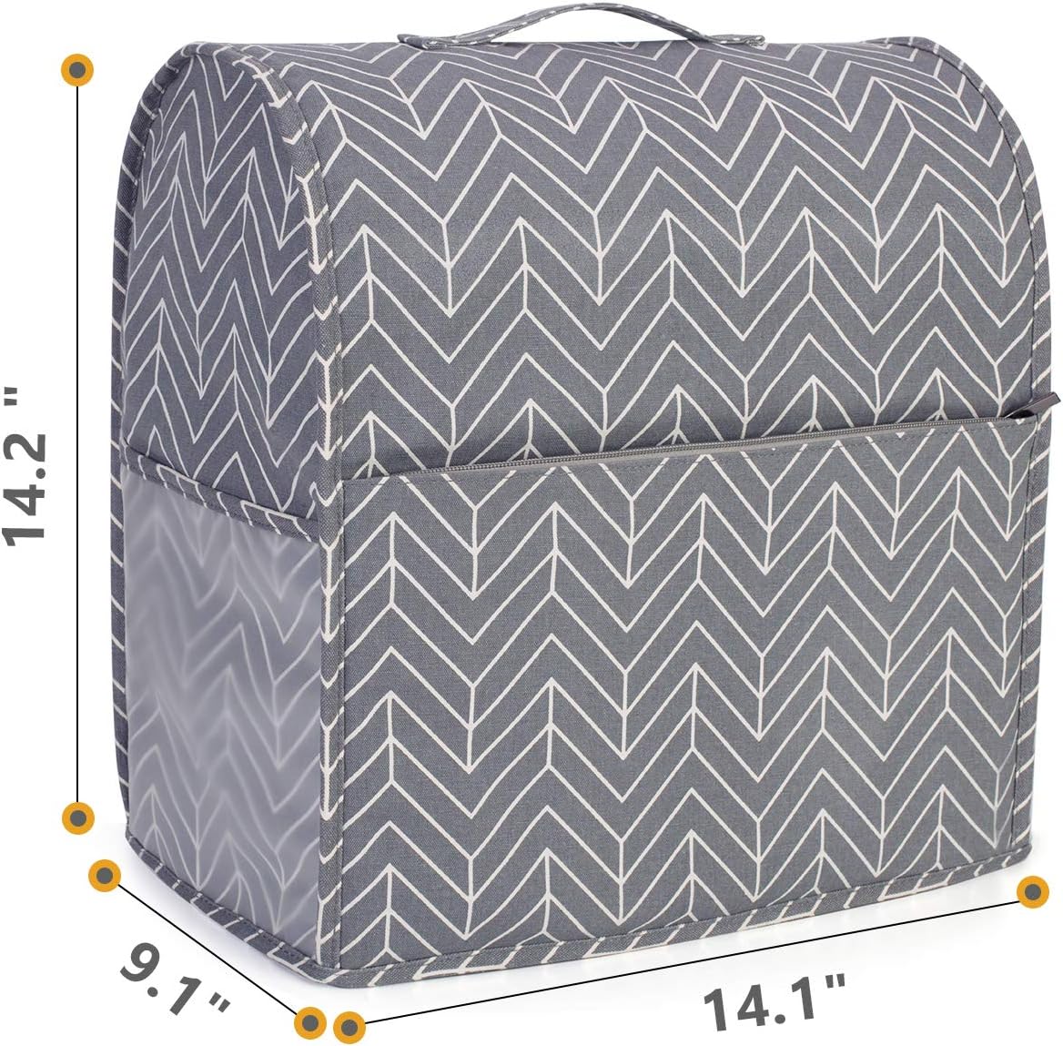 Yarwo Dust Cover for 4.5 qt and All 5 qt Stand Mixer, Protective Stand Mixer Cover with Top Handle and Pockets for Extra Accessories, chevron
