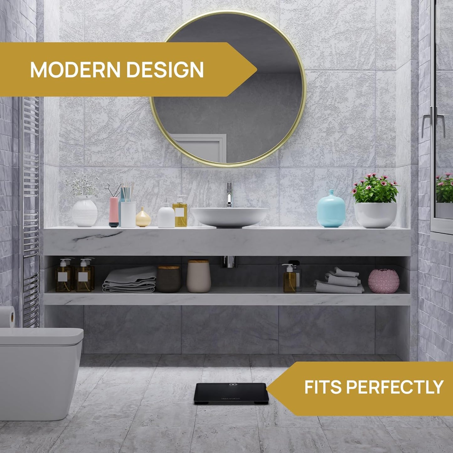 INEVIFIT Bathroom Scale, Highly Accurate Digital Bathroom Body Scale, Measures Weight up to 400 lbs. Includes Batteries