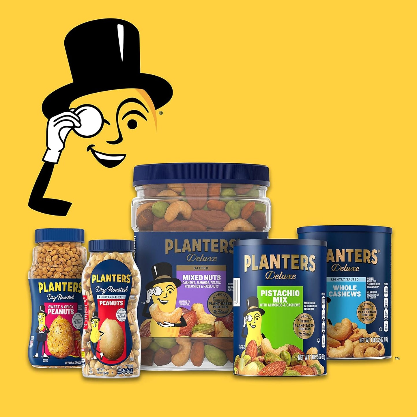 PLANTERS Deluxe Lightly Salted Cashews, Party Snacks, Plant-Based Protein, Quick Snack for Adults, After School Snack, Flavored with Sea Salt, Kosher, 1lb 2.25oz (Pack of 4)
