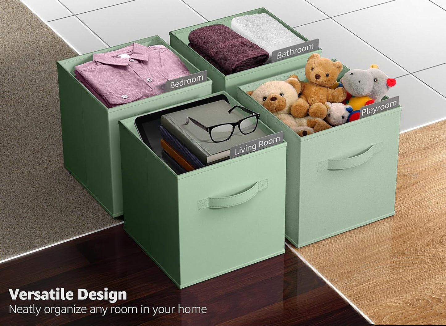 Sorbus 13 Inch Storage Bins - Sturdy Collapsible Fabric Storage Cubes with Handle - 6 Foldable Baskets for Organizing Clothes, Toys, Books - Storage Baskets for Shelves, Kids Room, Closets