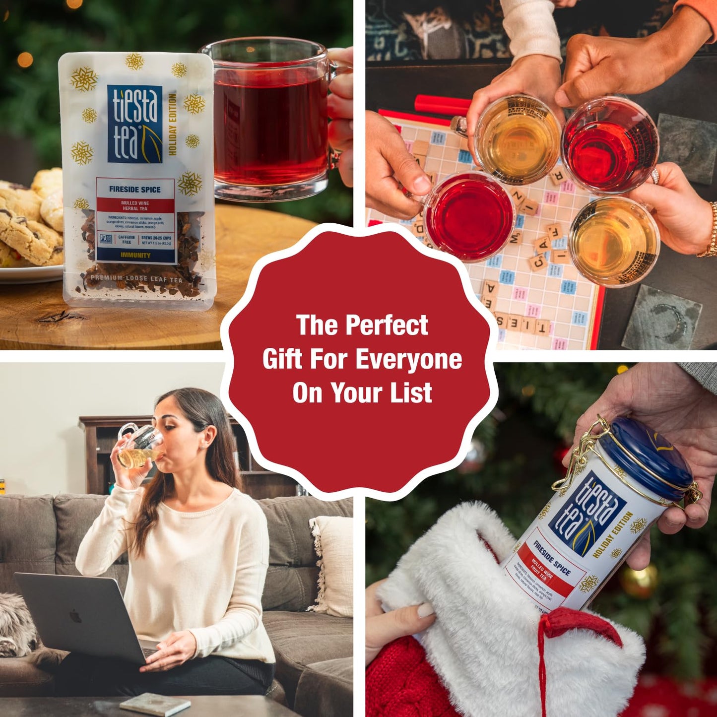 Tiesta Tea - Fireside Spice, Mulled Wine Herbal tea, Premium Loose Leaf Tea Blend, Non Caffeinated Holiday Teas, Make Hot or Iced & Brews Up to 200 Cups - 16 Ounce Resealable Bulk Pouch