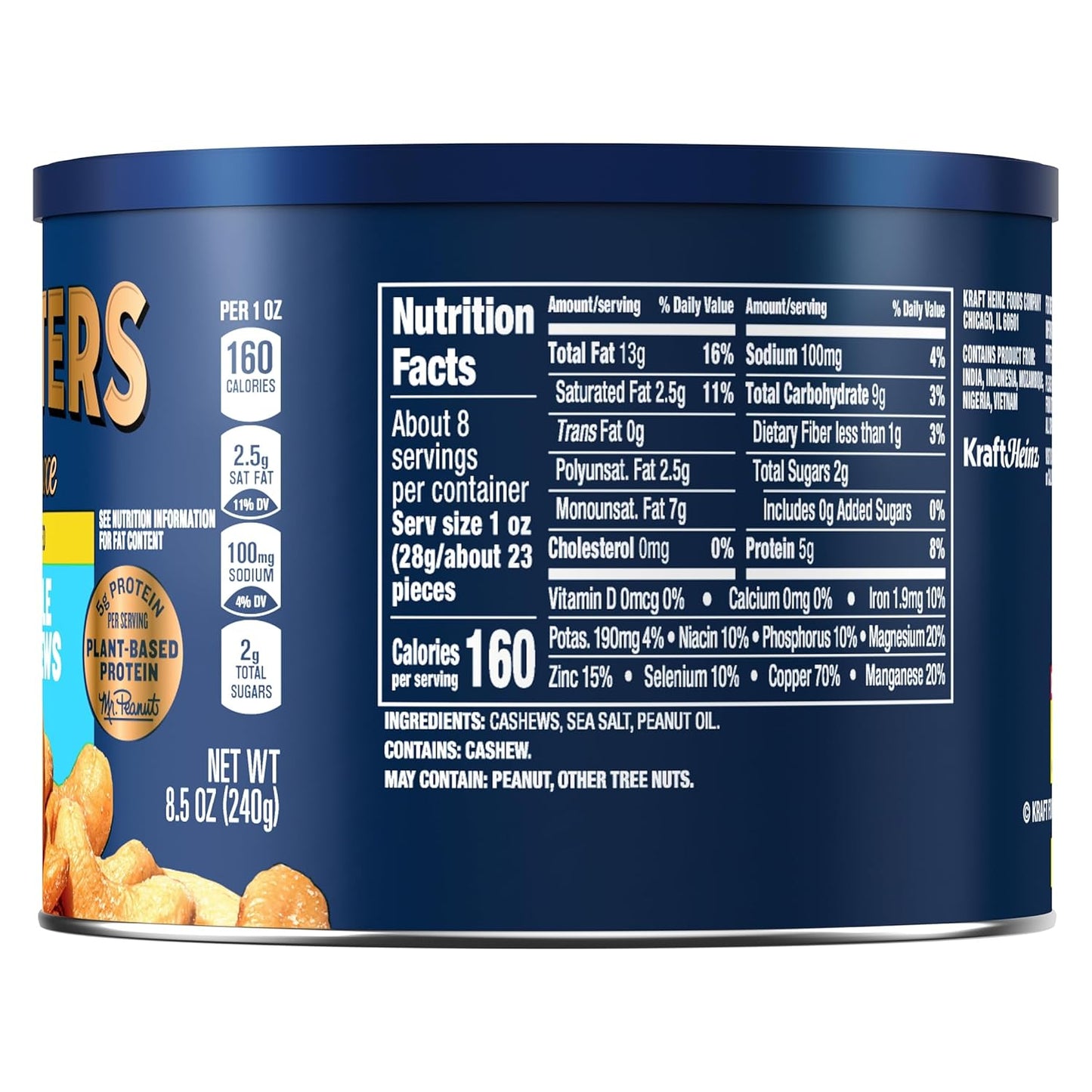 Planters Deluxe Whole Cashews (8.5 oz Canister)