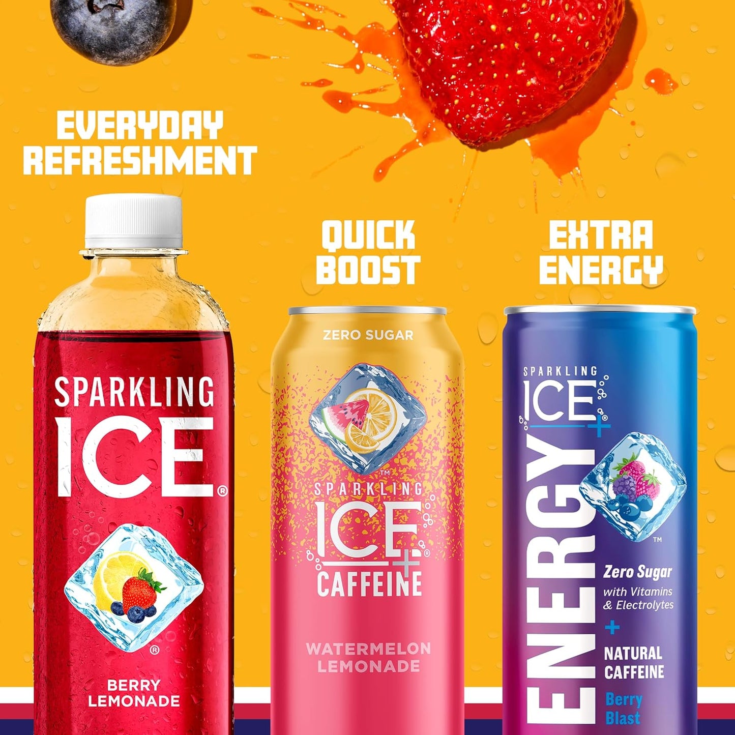 Sparkling Ice, Berry Lemonade Sparkling Water, Zero Sugar Flavored Water, with Vitamins and Antioxidants, Low Calorie Beverage, 17 fl oz Bottles (Pack of 12)