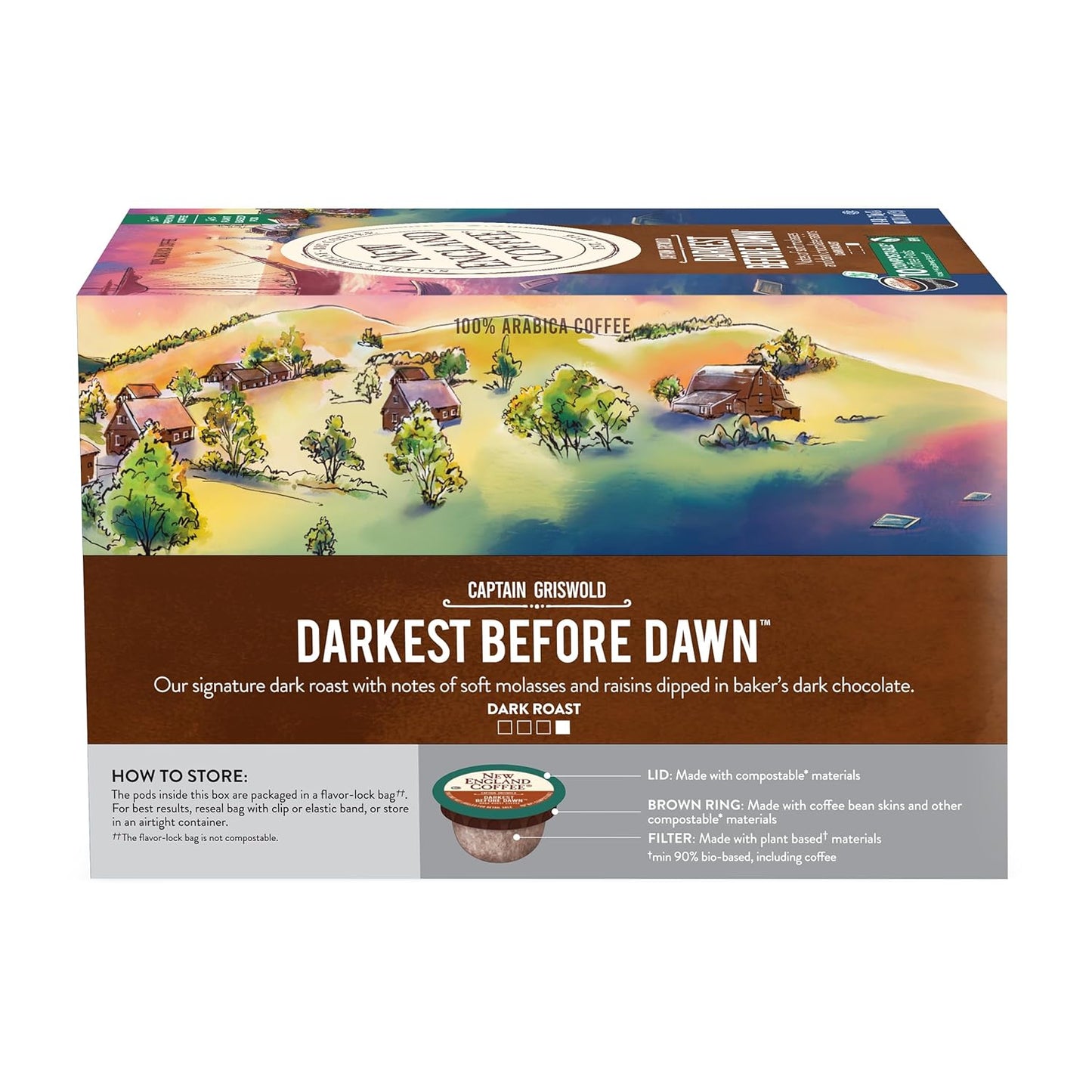 New England Coffee Darkest Before Dawn Dark Roast Single Serve Pods, 10ct Box (Pack of 1)