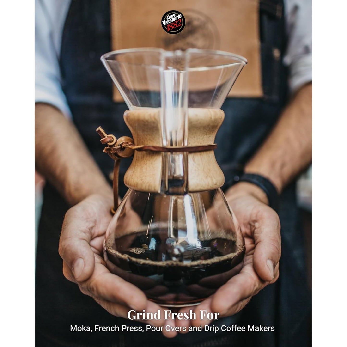 Caffe Vergnano 1882 Espresso Whole Bean Arabica Roast Coffee, 2.2 lb bag - Italian Medium Roast Coffee Beans with notes of Chocolate, Nuts & Caramel, Intensity 7/10-1000g Bag (2 Pack)