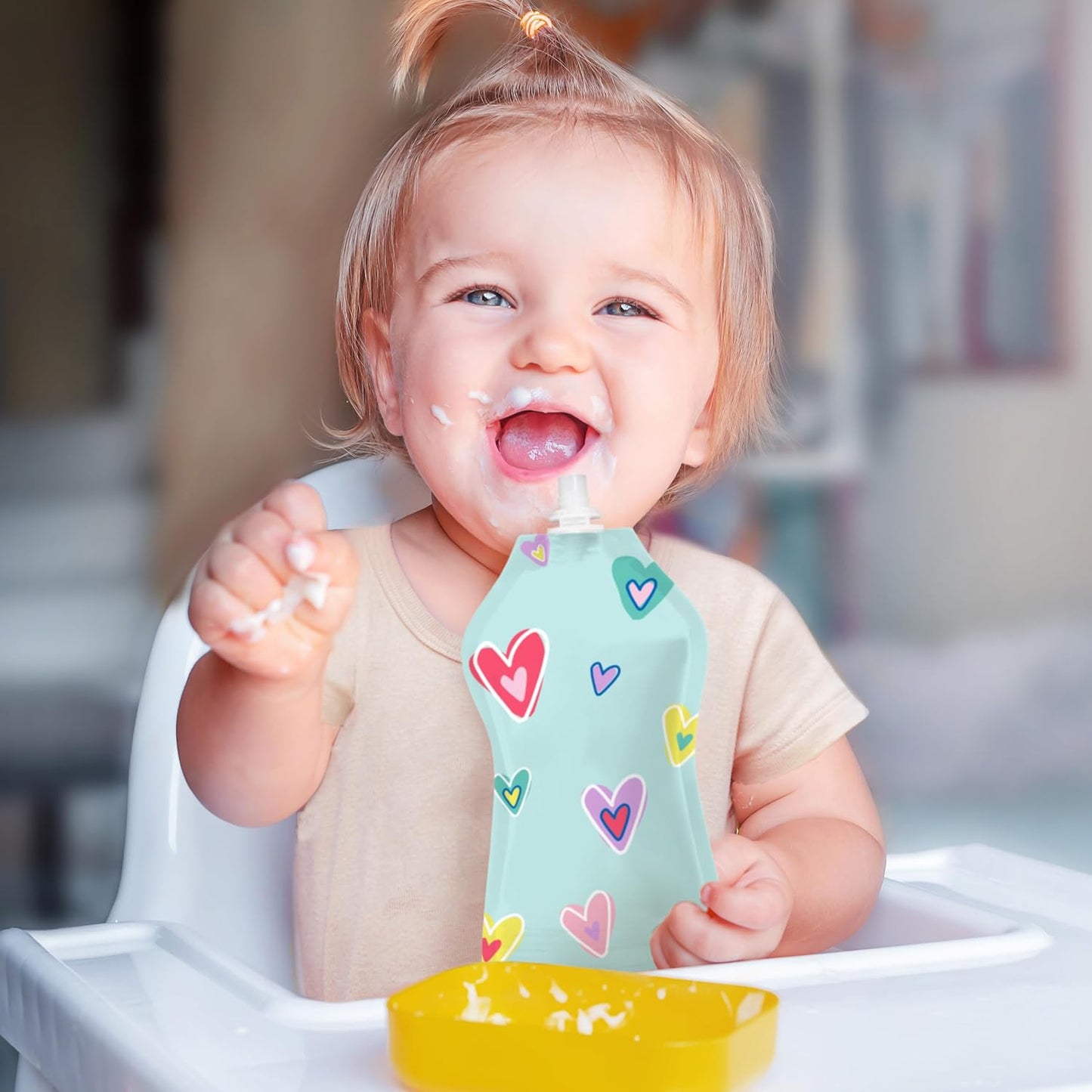 Squooshi Reusable Baby Food Pouches for Toddlers | BPA Free Plastic, Food Safe, Freezer Safe | Refillable for Applesauce Yogurt & Puree Squeeze Pouch | 12 Pack | 5 oz | Assorted Designs