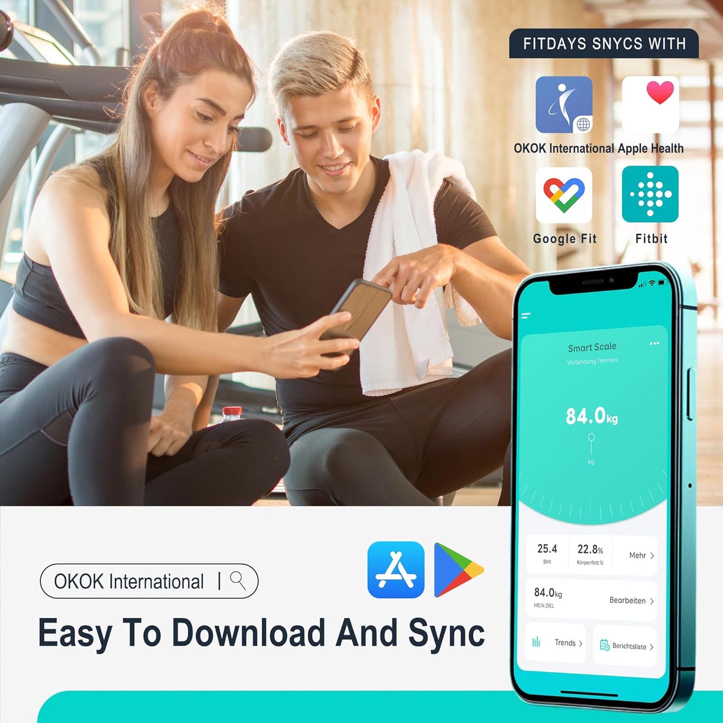 BalanceFrom Smart Scale for Body Weight Digital Bathroom Bluetooth BMI Body Fat Scale with 12 Body Composition Analyzer, Tempered Glass Weighing Scale LED Display Sync with Apps, 400lbs