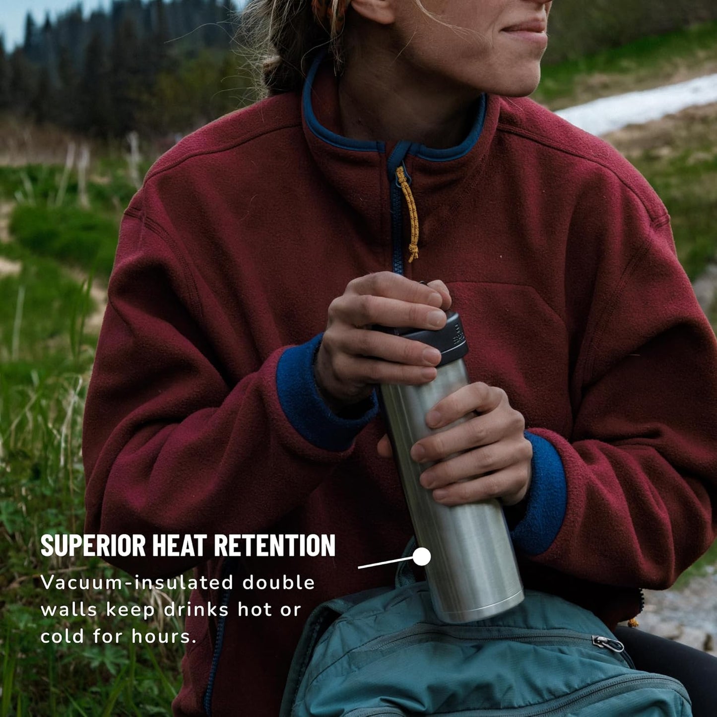 ESPRO P0 Ultralight French Press Coffee Maker for Travel, Vacuum Insulated Stainless Steel, 16 Ounces, Brushed Stainless Steel