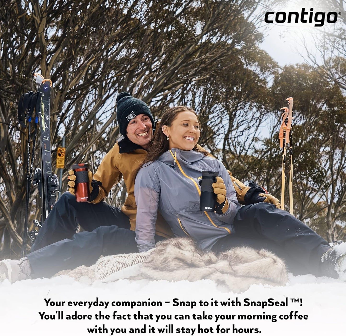 Contigo Byron Snapseal Travel Mug, Stainless Steel Thermal Mug, Vacuum Flask, Leakproof Tumbler, Coffee Mug with BPA Free Easy-Clean Lid, 470 ml, Matte Black