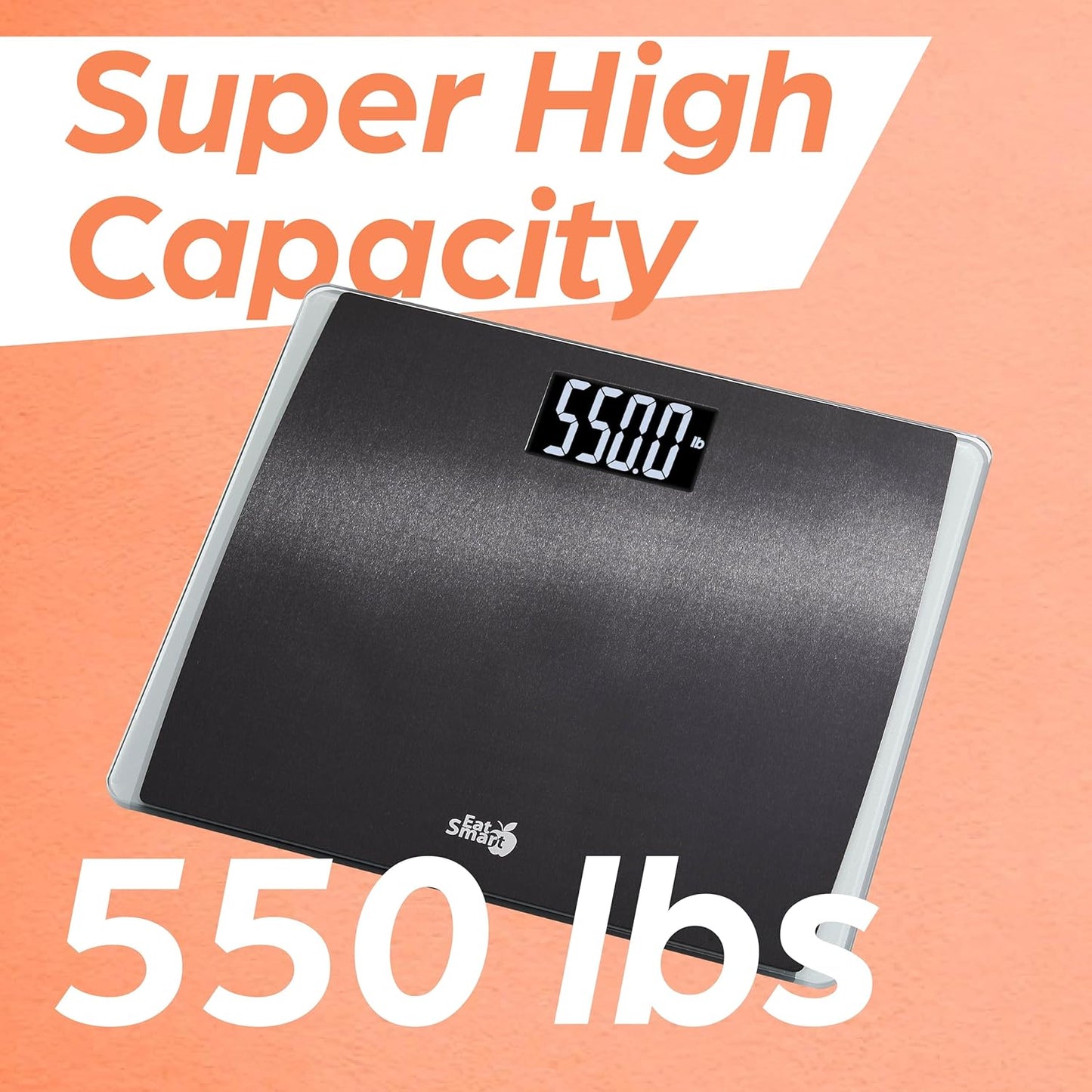 EatSmart Precision Digital Bathroom Scale for Body Weight – Extra-Wide Platform, High-Visibility Display, Ultra-Durable Design for Home, Pets, Luggage & More, 550 LB High Capacity, Black