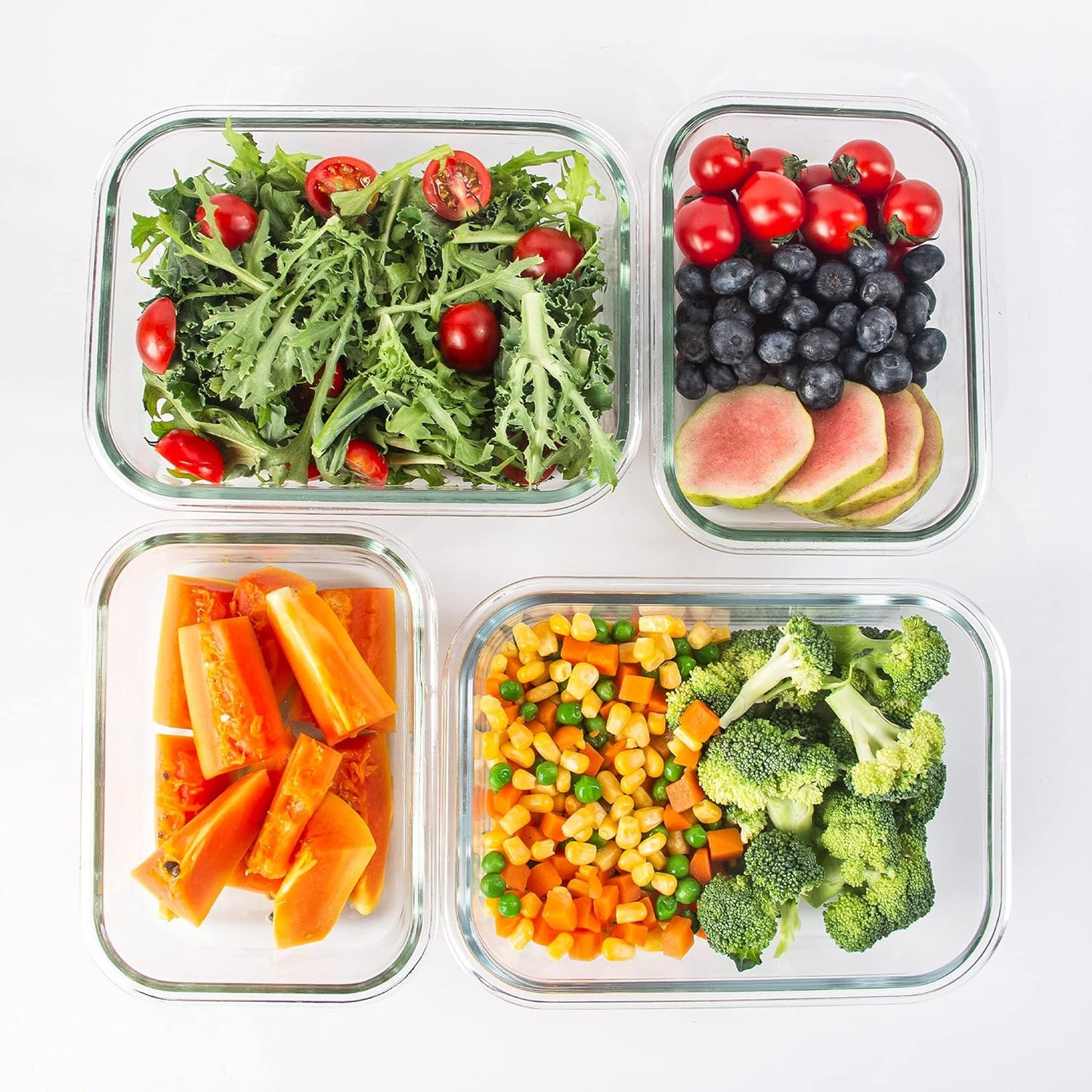 10 Pack Glass Food Storage Containers, Glass Meal Prep Containers with Lids Leak Proof, Microwave & Freezer Safe (34oz & 12oz)