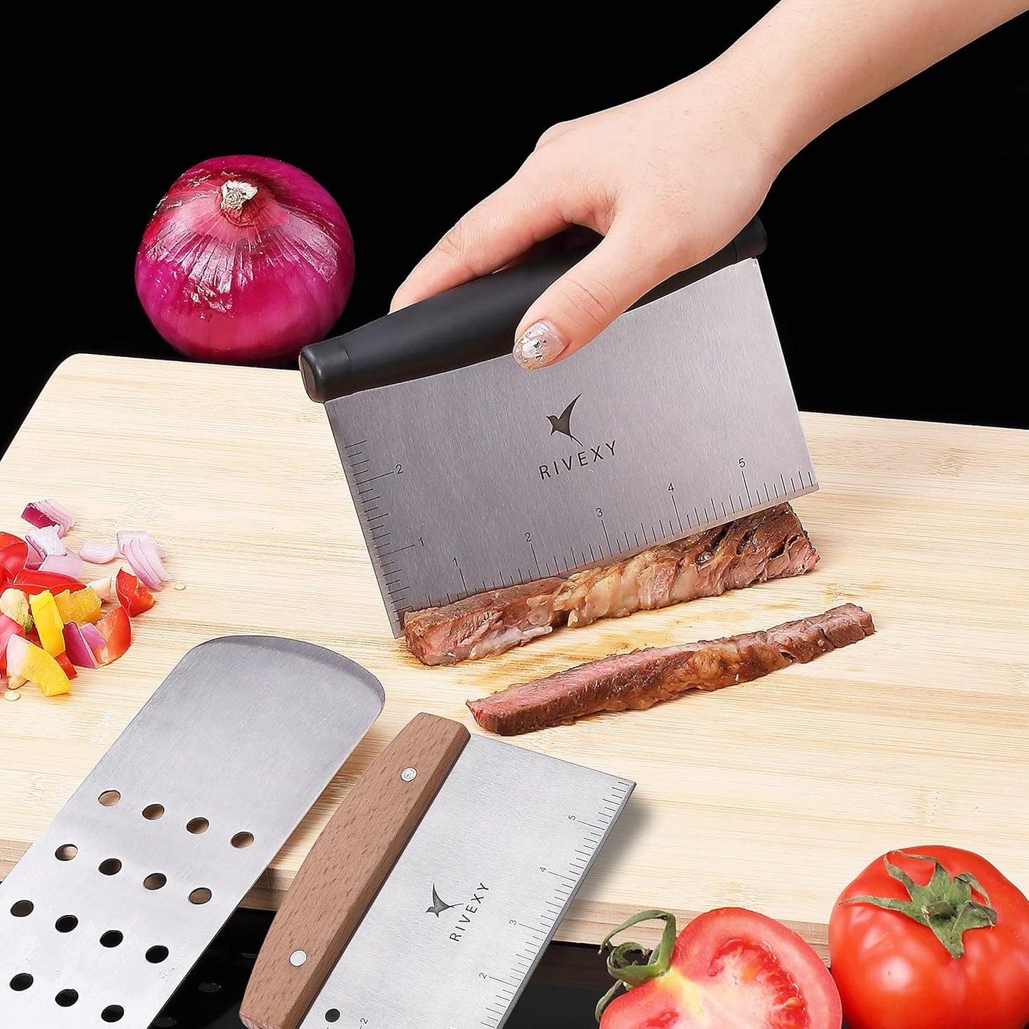 5-PCS Premium Griddle Accessories Kit, Ultimate Stainless Steel Flat Top Grill Accessories for Blackstone BBQ, Teppanyaki, Hibachi โ Durable Griddle Spatula, Ideal for Outdoor & Camping