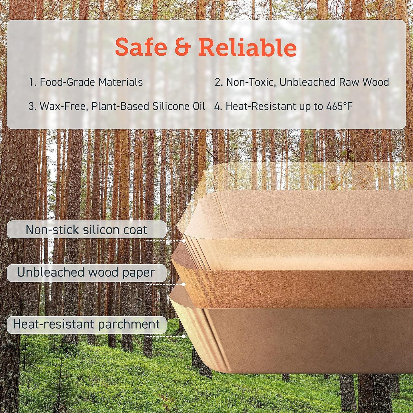 COSORI Air Fryer Liners, 100 PCS Square Disposable Paper Liners, Non-Stick Silicone Oil Coating, Little to No Cleaning, 6.5" Unbleached Food Grade, Resistant to 465°F, Thickened Not Easy to Break