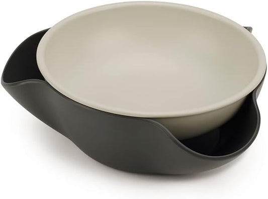 Joseph Joseph Double Dish Pistachio and Snack Serving bowl with Food Waste Compartment, BPA-Free - Grey