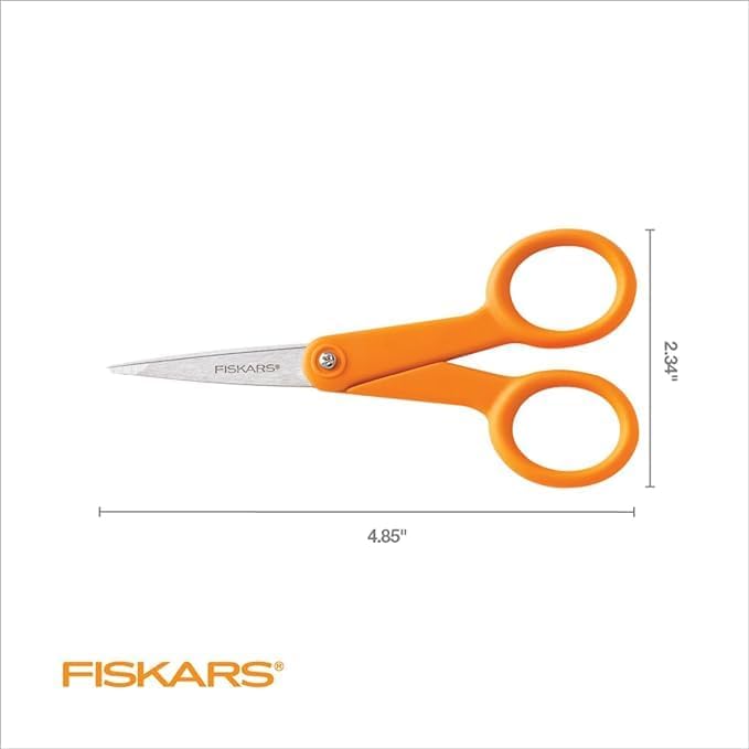 Fiskars Premier No. 5 Micro-Tip Orange-Handled Fabric Scissors - Double Loop Handle - Sewing and Craft Scissors - Orange