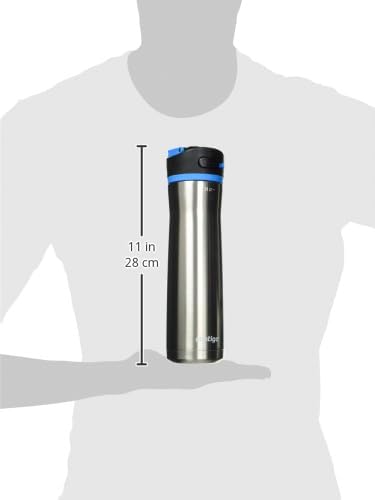 Contigo Ashland Water Bottle, 24 oz, Stainless Steel w/Blue Poppy