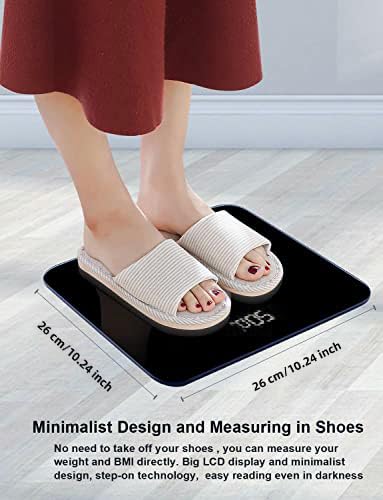 Digital Bathroom Scales for Body Weight, Weight Scale with High Precision Sensors Accurate Round Corner Design LED Display 400lbs/180kg