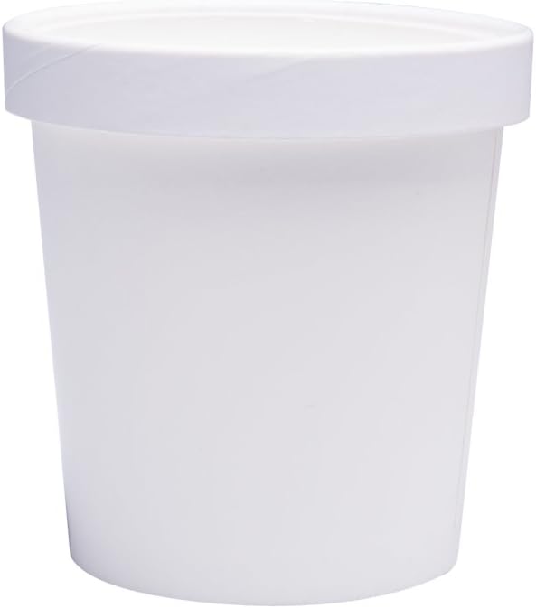 Paper Ice Cream Cups with Paper Lids, Hot/Cold Soup Cups with Lids (White) (25, 16 oz)