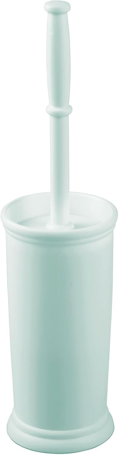 mDesign Toilet Bowl Brush and Holder - Covered Bathroom Toilet Brush - Standing Toilet Bowl Scrubber in Modern Holder - Space Saving, Deep Cleaning Brush for Toilet - Hyde Collection - Mint Green