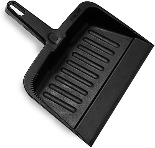 Rubbermaid Commercial Products 12.25, Heavy-Duty Dust Pan, Durable Plastic, Charcoal, Ideal for Industrial/Professional Debris Collection & Home Cleaning, Pack of 12