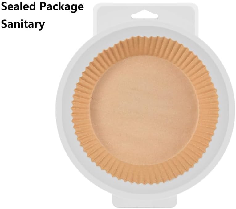 Disposable Air Fryer Paper Liners Round, 100 pcs Non-stick Parchment Greaseproof, Waterproof, Food Grade Baking Paper for Microwave, Oven, Steamer,9 inch Air Fryer Liner