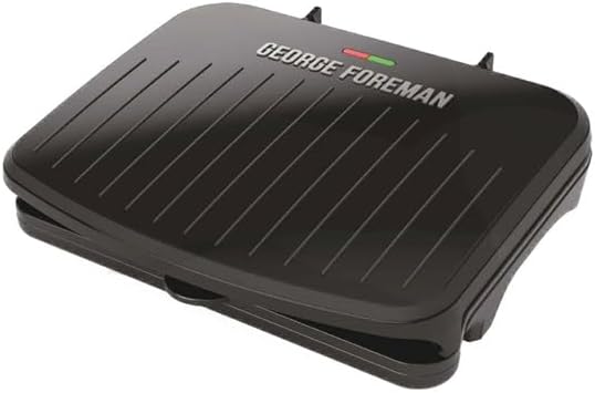 George Foreman Family-Size Grill & Panini Press, Nonstick Ceramic Coating, Fat-Removing Slope, Adjustable Angle, Indoor/Outdoor Use