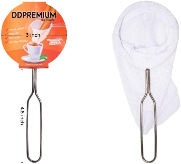 Traditional Thai Style Tea Filter Stainless Steel Size 3 Inches Friendly Using & Durable, Compatible with All Tea Types, Includes Coffee Strainer & Colador de Café