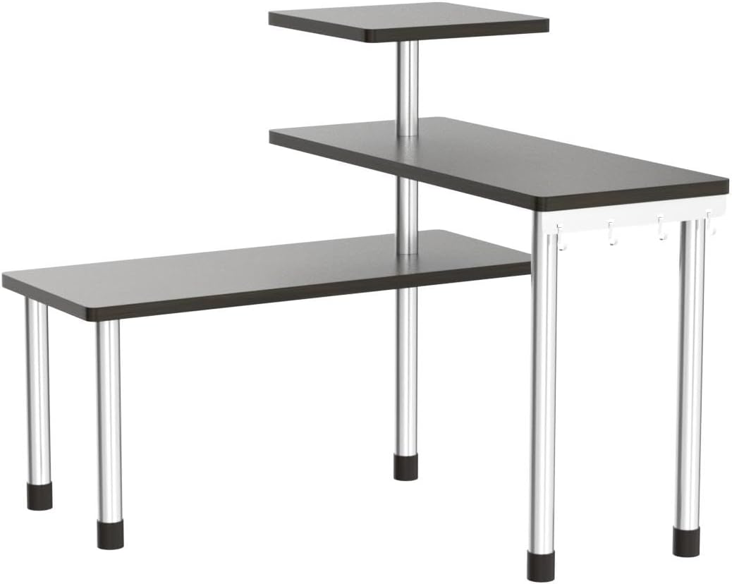 ZHWS Kitchen Corner Shelf Countertop Organizer - 3 Tier Bamboo & Metal Kitchen Organization Plant Stand Living Room Office, Spice Rack On Counter Shelves, Antique