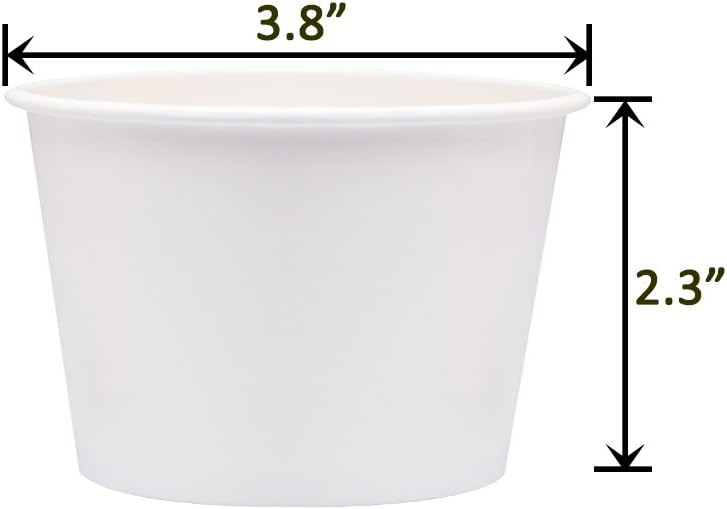 Paper Ice Cream Cups with Paper Lids, Paper Hot/Cold Soup Cups with Lids (White) (40, 8 oz)
