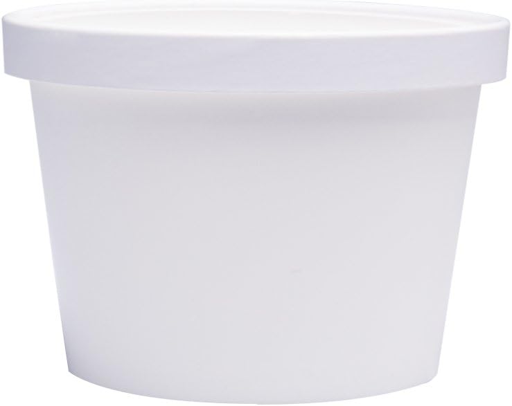Paper Ice Cream Cups with Paper Lids, Paper Hot/Cold Soup Cups with Lids (White) (40, 8 oz)