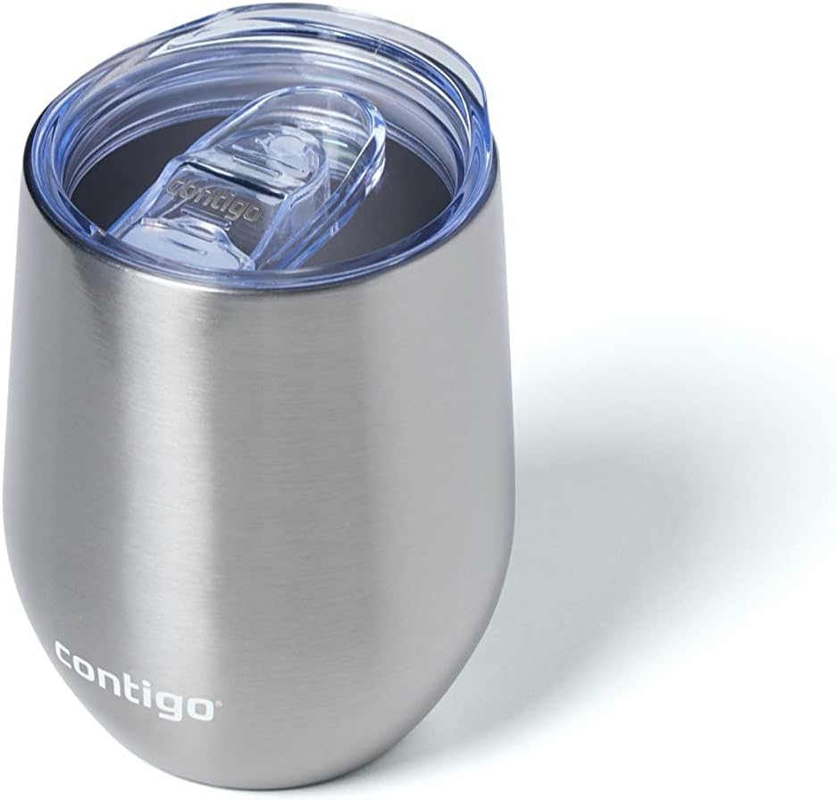 Contigo River North Stainless Steel Wine Tumbler with Splash-Proof Lid, 12oz., 2 Pack, Dark Ice & Stainless Steel