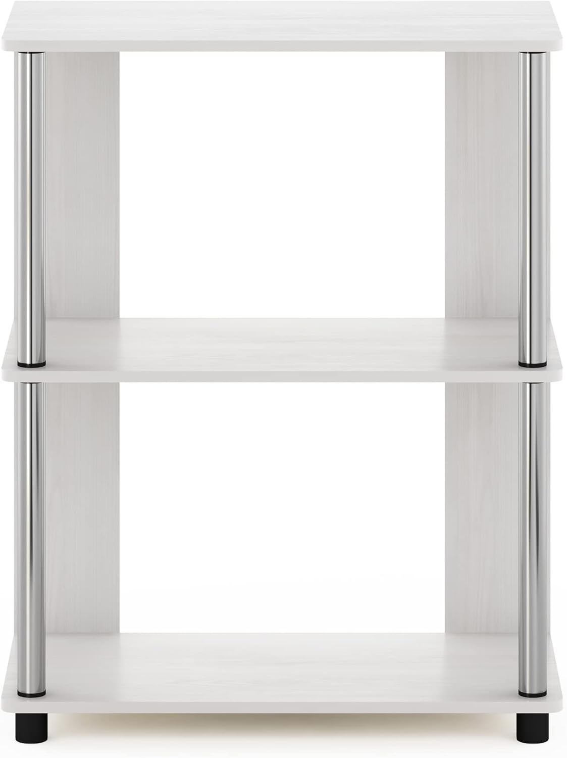 Furinno Jaya Simple Design 3-Tier Bookcase / Bookshelf / Display Rack with Stainless Steel Tubes, White Oak