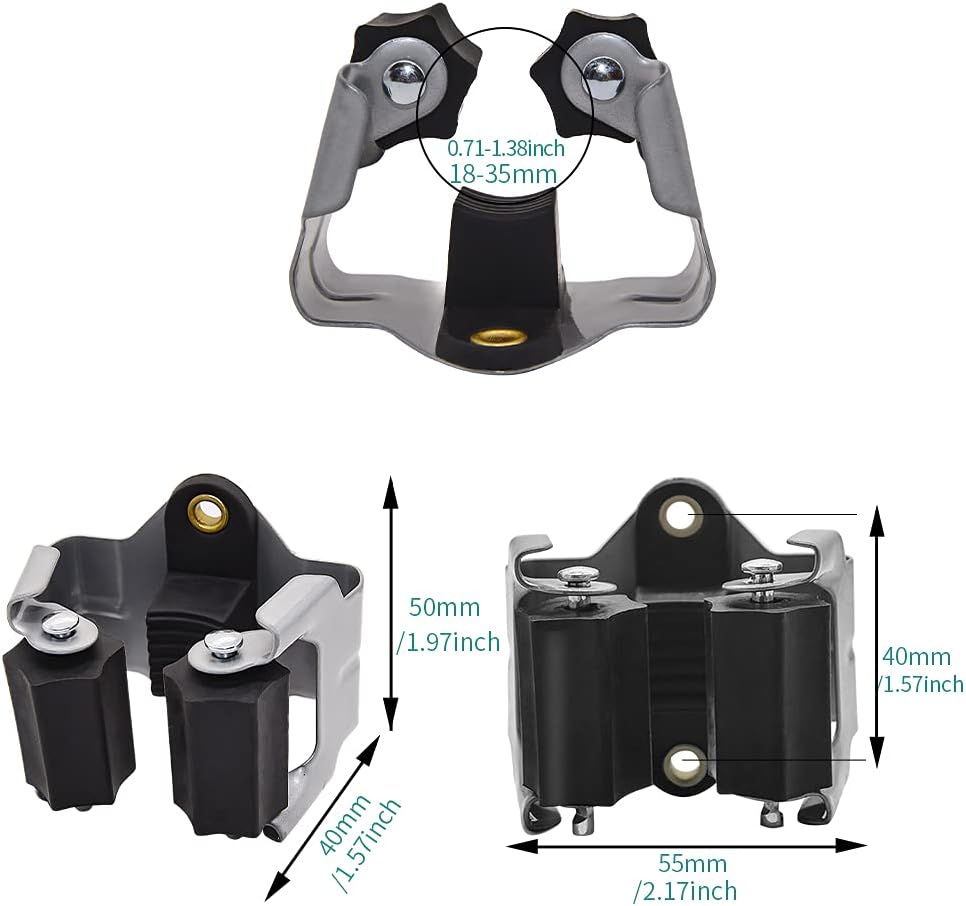 3-H 10 Pack Mop and Broom Holder Big Size Hanging 1 KG Extra, Broom Holder Wall Mount for Hanging and Organizing Shove Rake Yard Tools in Garage Garden Shed Laundry Kitchen up to 1.45 Inch (Black)