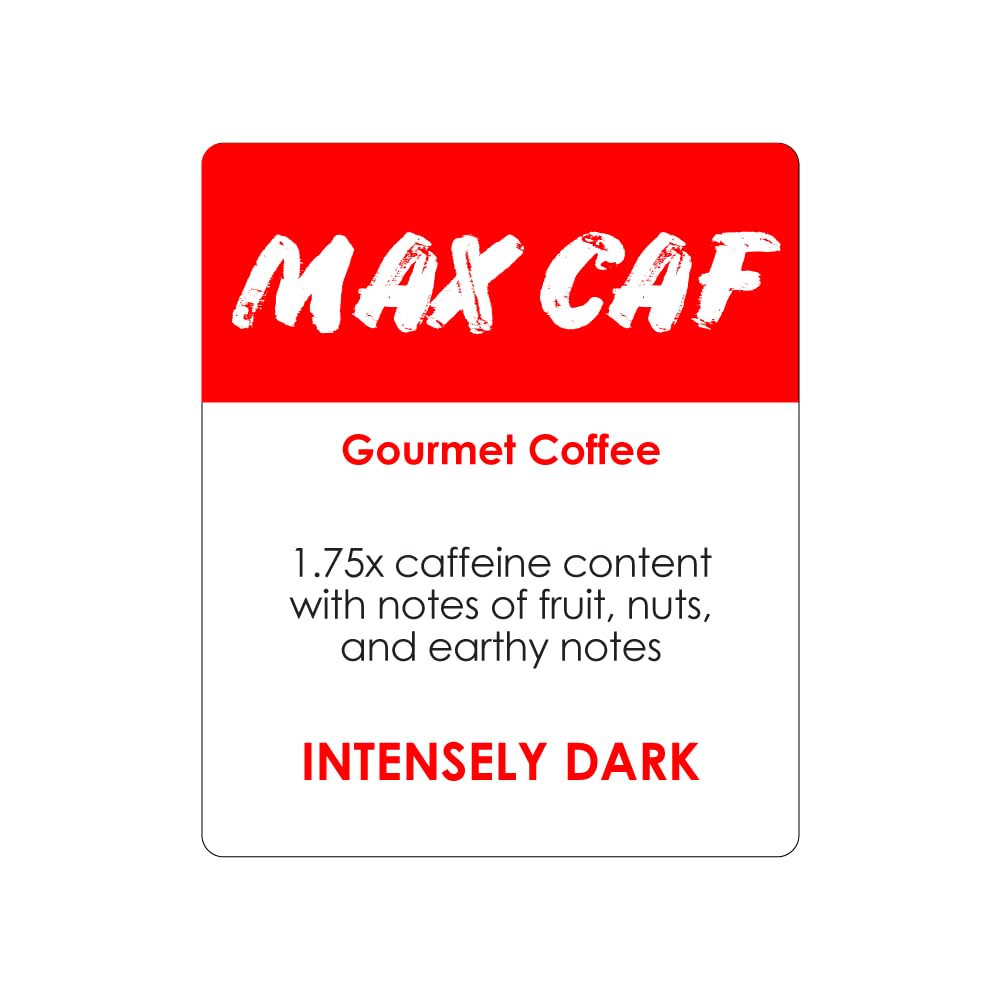 Donut Café Max Caf - Bold & Powerful High Caffeine Intensely Dark Roast Coffee Pods – For Keurig K Cup Brewers – Certified Non-GMO, Gluten-Free, Kosher – 1.5X Caffeine – 80 Count