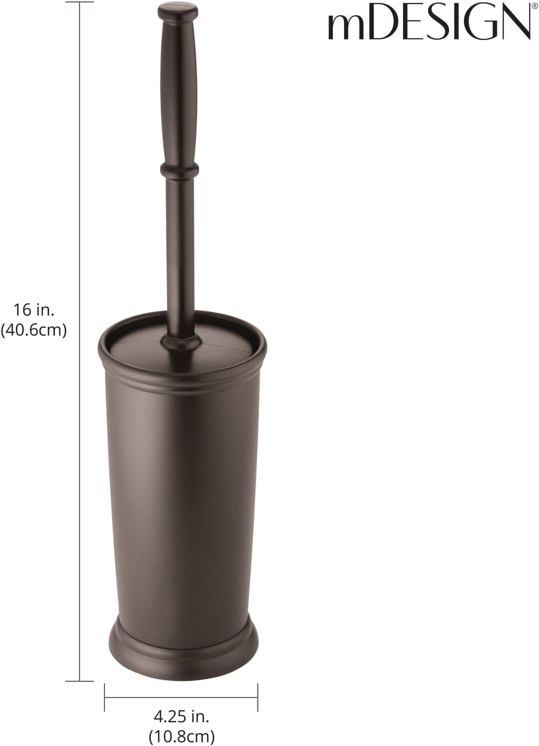 mDesign Metal Freestanding Slim Toilet Bowl Brush and Holder