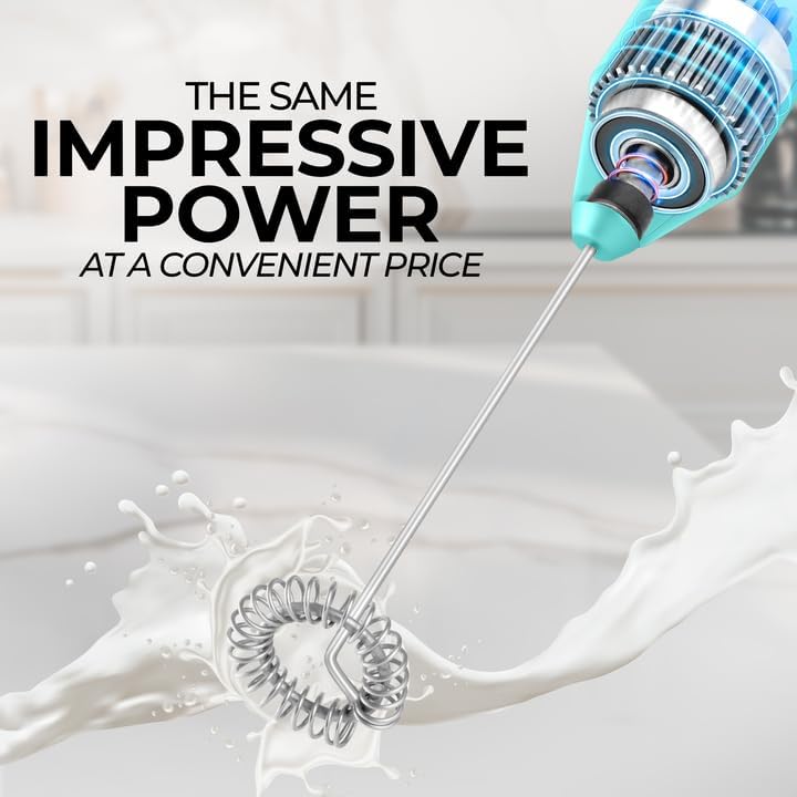 Zulay Kitchen Powerful Milk Frother Wand - Mini Handheld Stainless Steel - Battery Operated Drink Mixer for Coffee, Lattes, Cappuccino, Matcha - Froth Mate Gift - Aurora