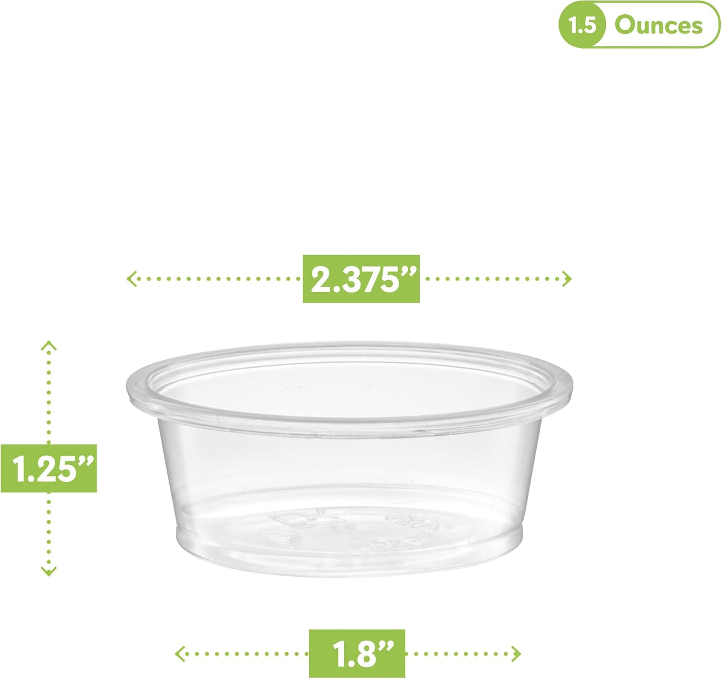 {1.5 oz,200 Cups} Clear Diposable Plastic Portion Cups No Lids, Small Mini Containers For Portion Controll, Jello Shots, Meal Prep, Sauce Cups, Slime, Crafts, Disposable Souffle Cups & Much more