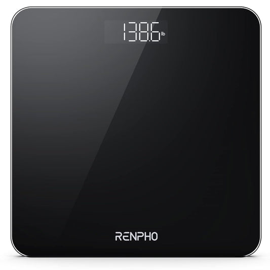 RENPHO Digital Bathroom Scale, Highly Accurate Core 1S Body Weight Scale with Lighted LED Display, Round Corner Design(11"/280mm, Black)